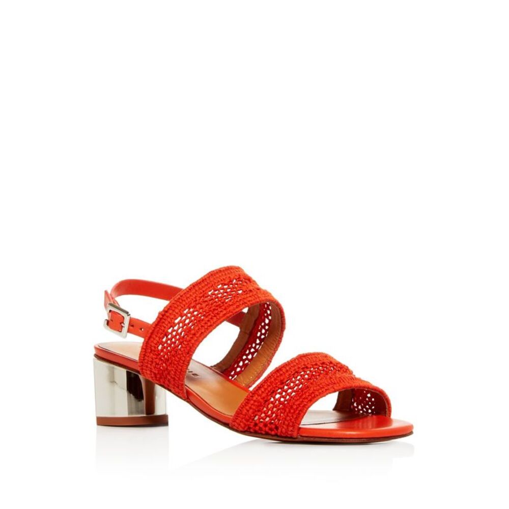 CLERGERIE Womens Orange Reflective Heel Leana Toe Block Heel Slingback Sandal 38